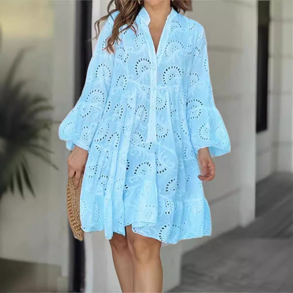 Damen Fließendes Bohemian Sommerkleid Drune