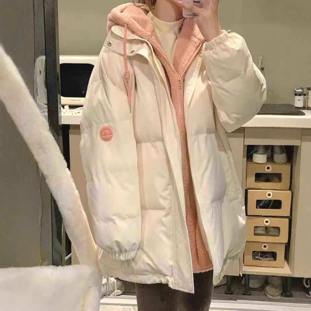 Damen Modische und gefütterte Pufferjacke mit hohem Kragen und großen Taschen Drune