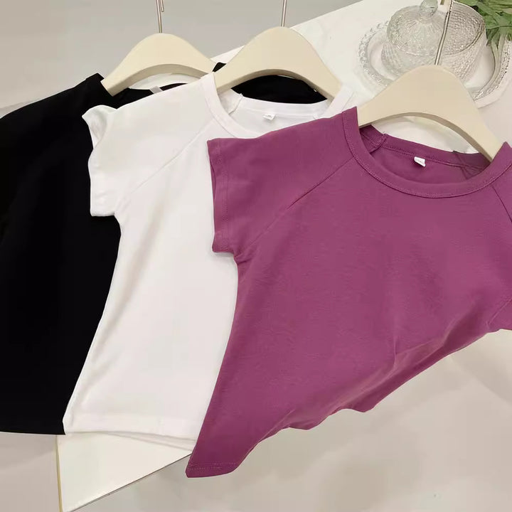 Damen Cropped Relaxed Fit Sport T-Shirt Drune