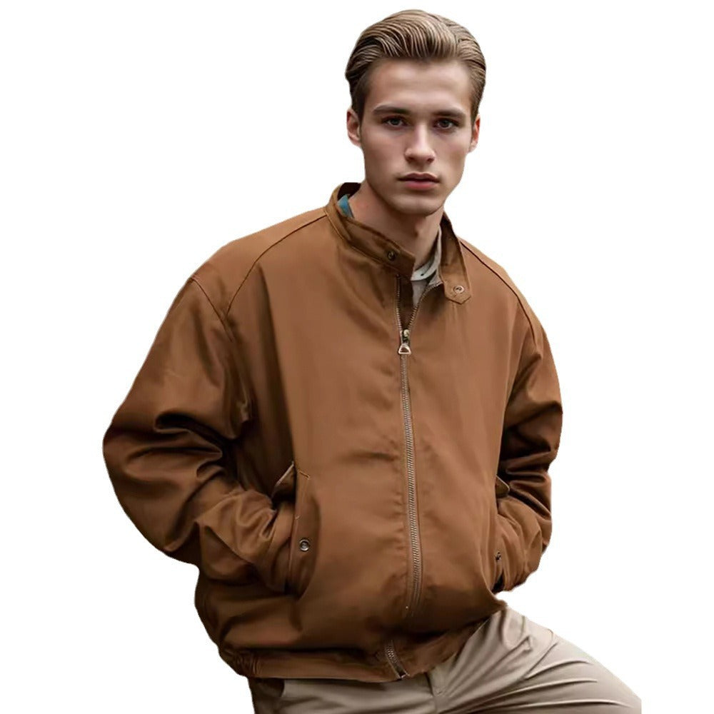Herren Leichte Bomberjacke aus Nylon mit Reißverschluss, Pattentaschen und elastischen Bündchen Drune