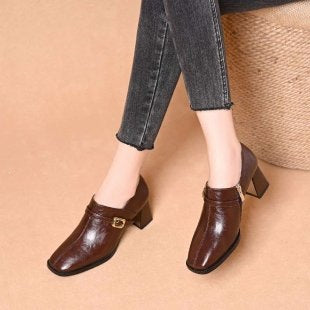 Damen Elegante spitze Stiefeletten mit Blockabsatz Drune