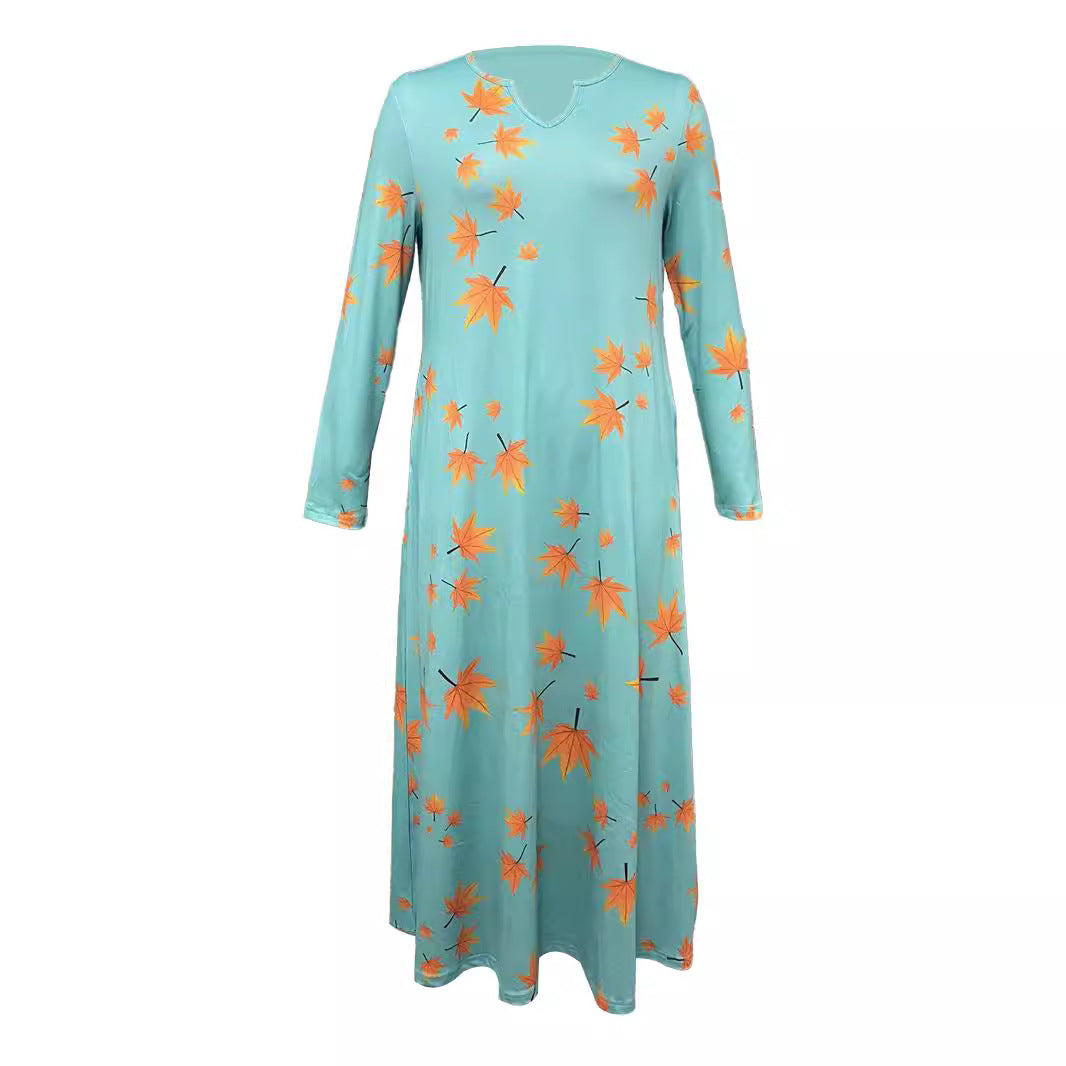 Damen Maxikleid mit V-Ausschnitt und floralem Druck Drune