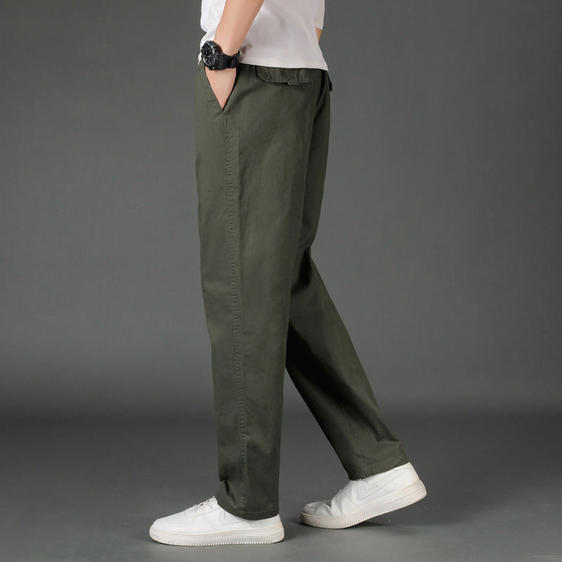 Herren Weite Baumwoll-Chinohose im Relaxed-Fit mit elastischem Komfortbund & verdeckten Eingriffstaschen Drune