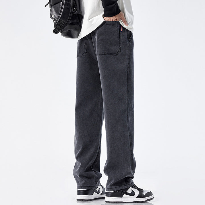 Herren Locker geschnittene Jeanshose mit Vintage-Waschung und geradem Bein Drune