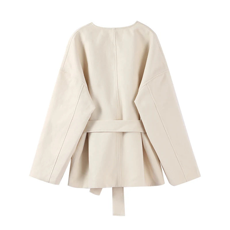 Damen modische Wickeljacke mit Gürtel und elegantem Schnitt Drune