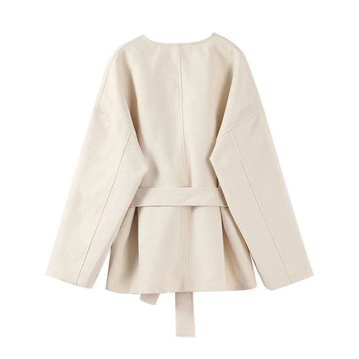Damen modische Wickeljacke mit Gürtel und elegantem Schnitt Drune