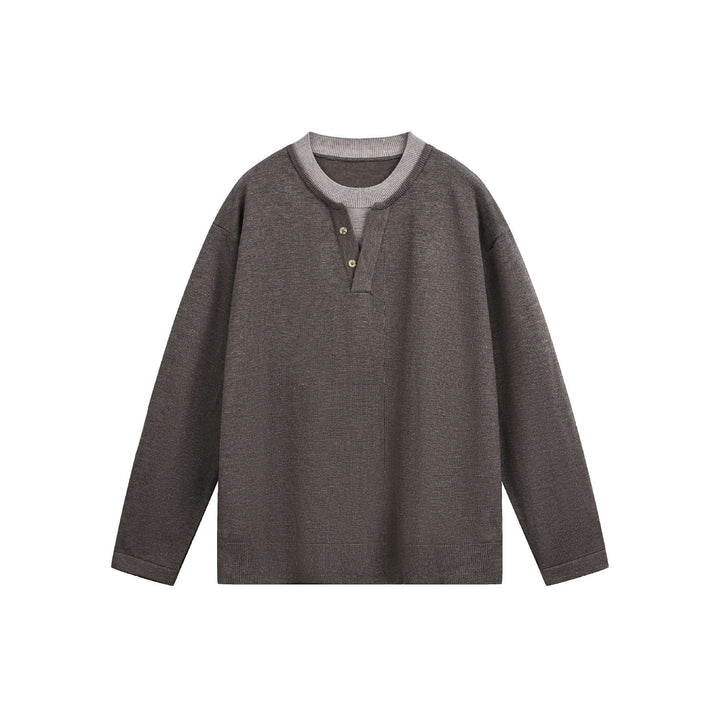 Unisex Lässiges Oversize‑Sweatshirt mit Henley‑Knopfleiste und geripptem Layer‑Kragen Drune