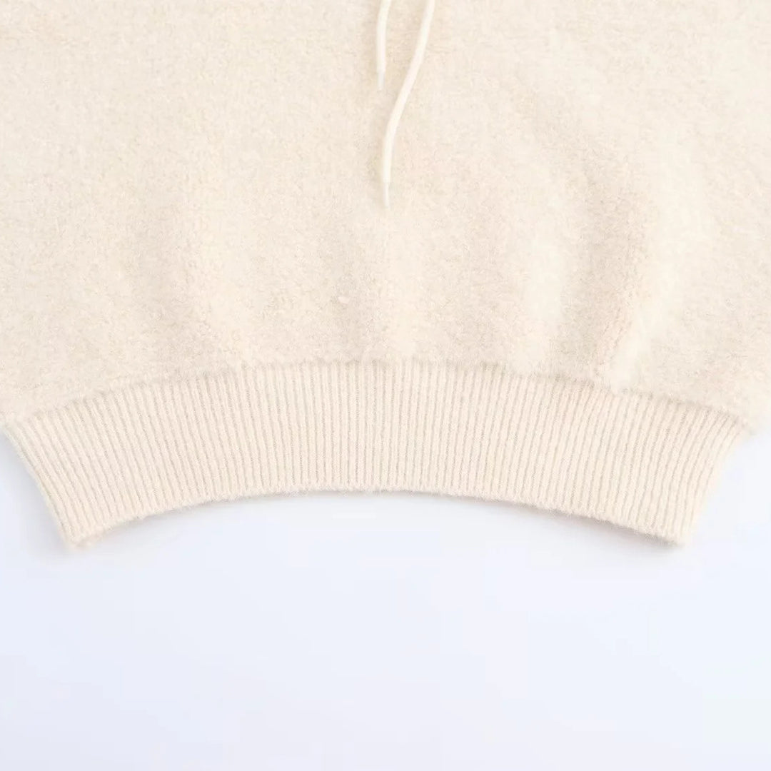 Damen Ärmellose Strickweste mit gesteppter Kapuze und halbem Reißverschluss Drune