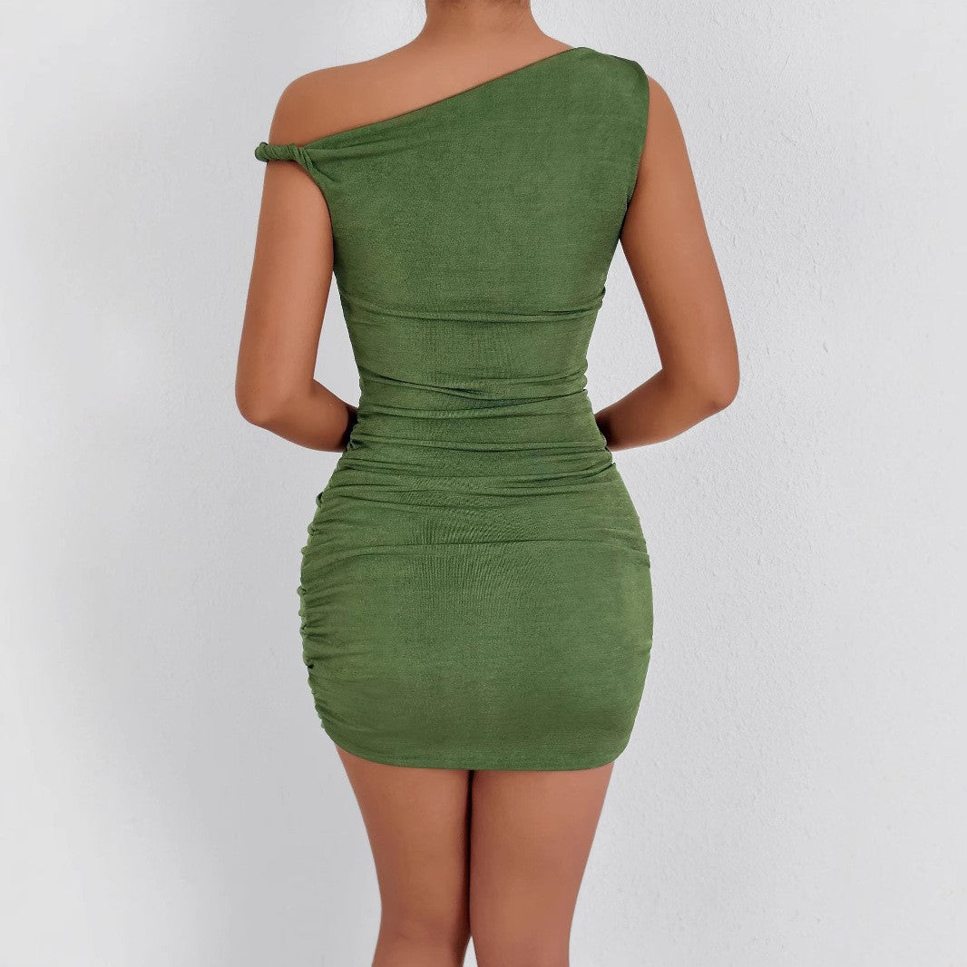Damen Glamouröses Wickelminikleid mit asymmetrischem Ausschnitt und raffinierten Rüschendetails Drune