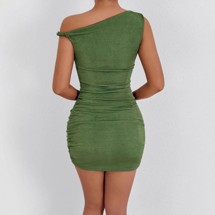 Damen Glamouröses Wickelminikleid mit asymmetrischem Ausschnitt und raffinierten Rüschendetails Drune