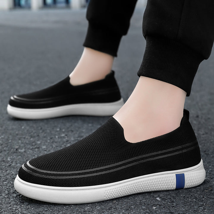 Herren nan nahtloser Strick-Slip-On Freizeit-Sneaker mit atmungsaktivem 3D-Mesh und stoßdämpfender EVA-Flexsohle Drune
