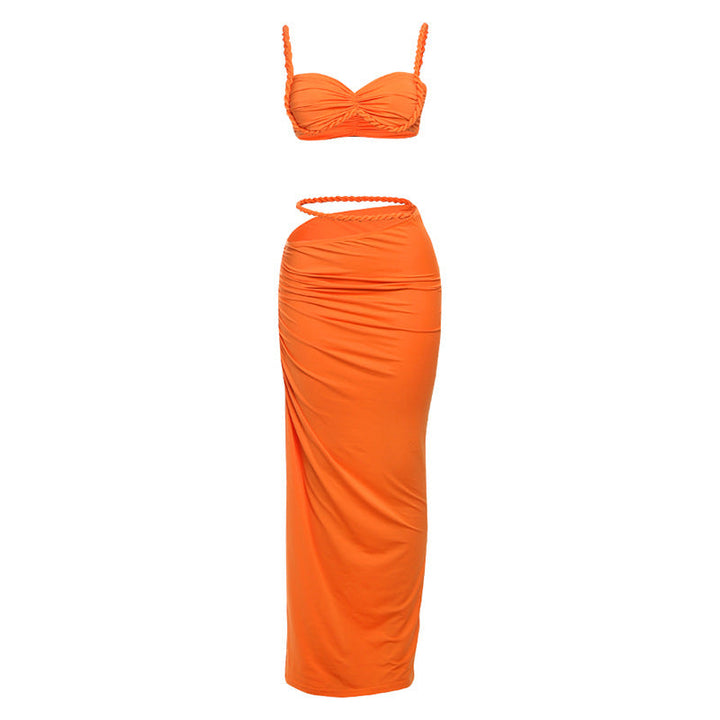 Damen Oberteil und Maxi Rock Set Drune