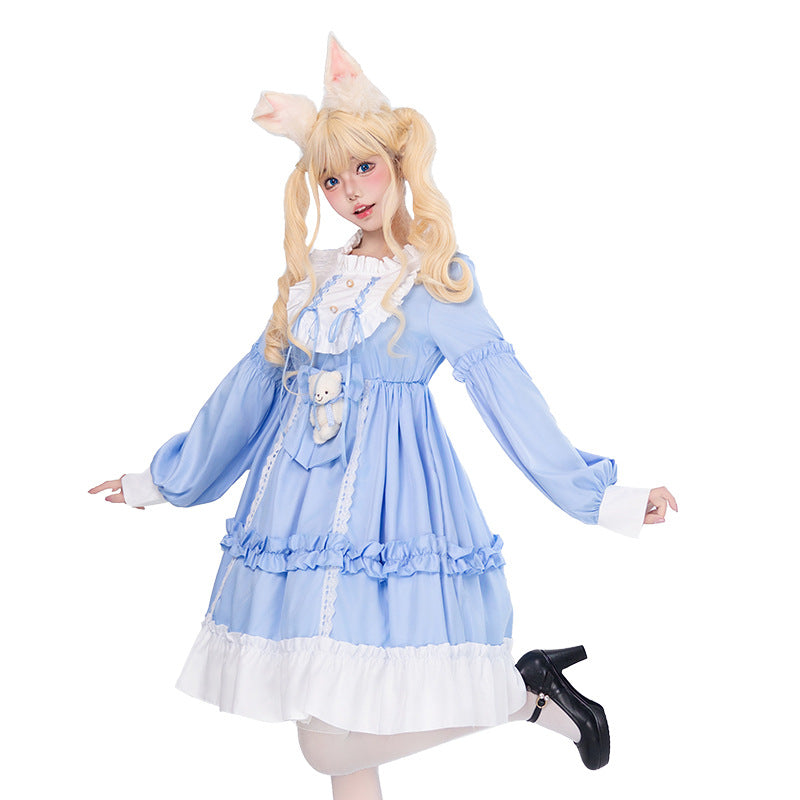 Damen Verspieltes Kostümkleid mit Rüschen und Teddybär-Motiv Drune