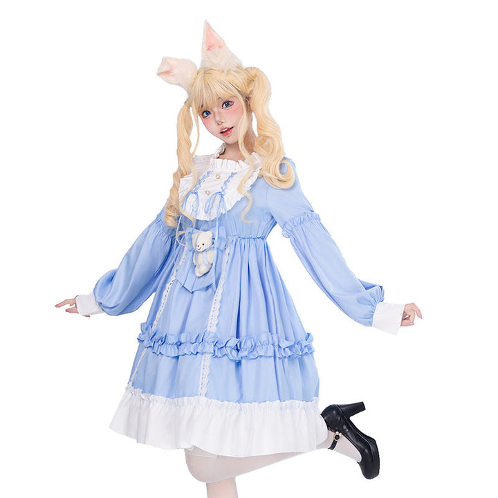 Damen Verspieltes Kostümkleid mit Rüschen und Teddybär-Motiv Drune