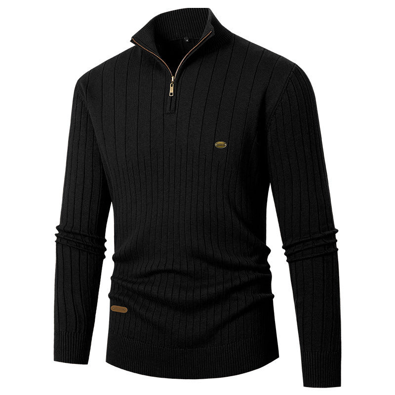 Herren modischer Pullover mit Reißverschluss und feinem Rippdesign Drune