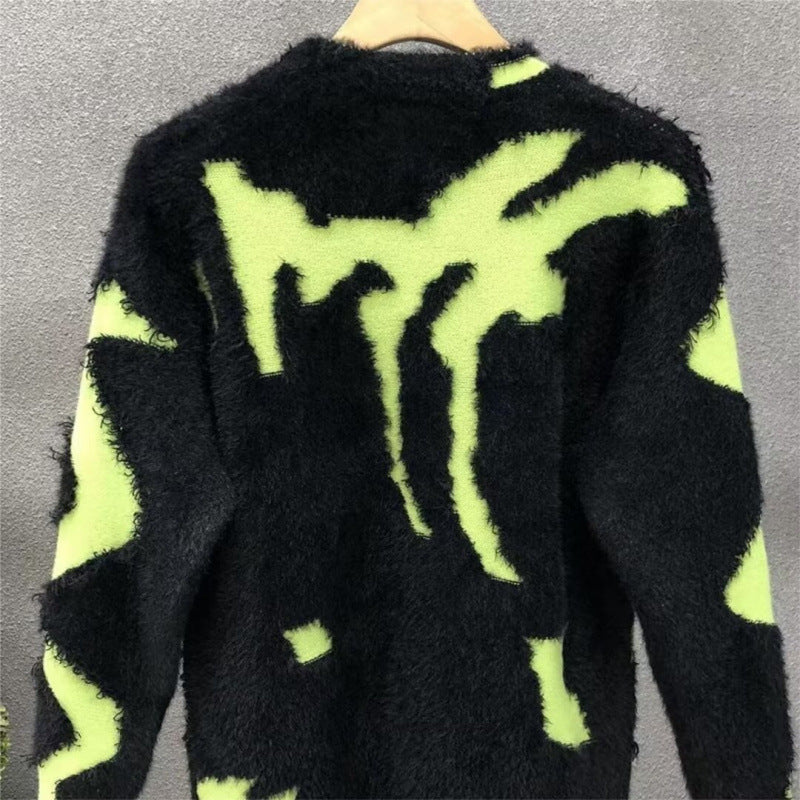 Damen kreativer Oversized-Pullover mit kontrastierendem Strukturdesign Drune