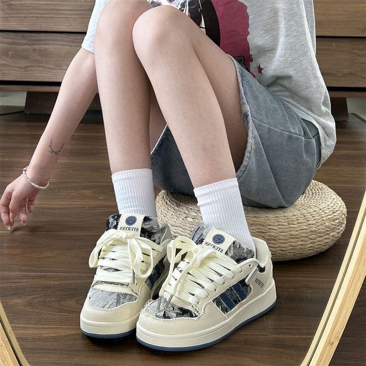 Damen Sneakers im lässigen Denim-Look mit geflochtenem Design Drune