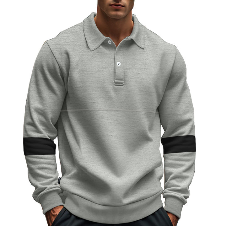 Herren modischer Langarmpullover mit poloartigen Details und kontrastierenden Ärmelbündchen Drune