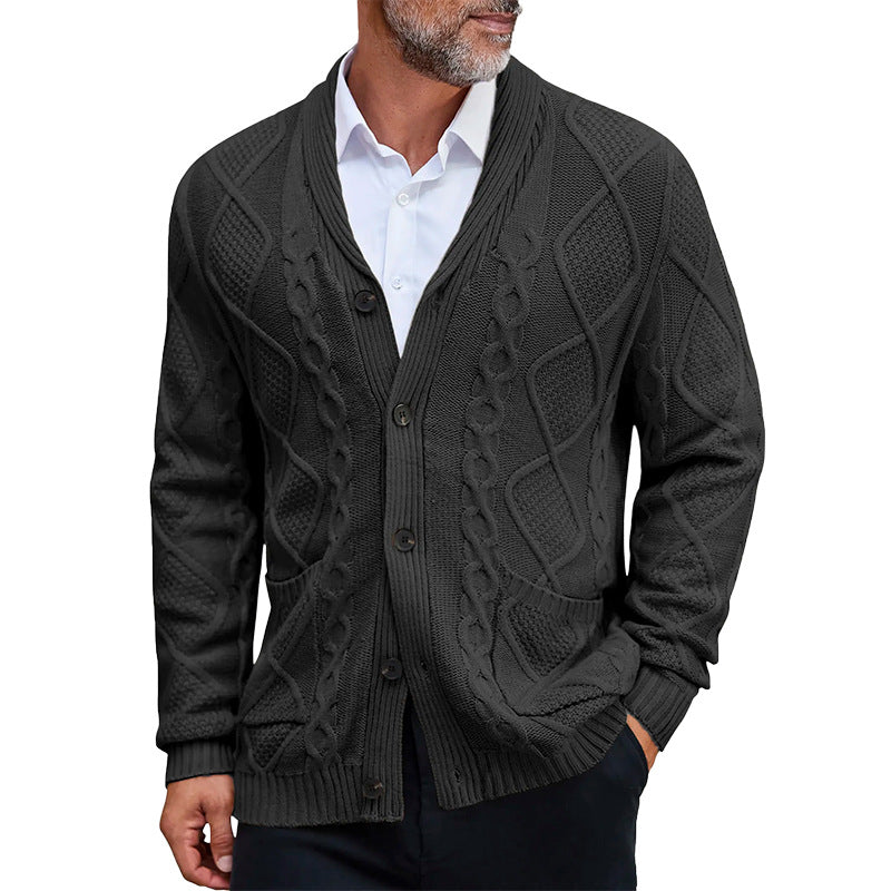 Herren modischer Strickcardigan mit strukturierter Oberfläche und praktischen Taschen Drune