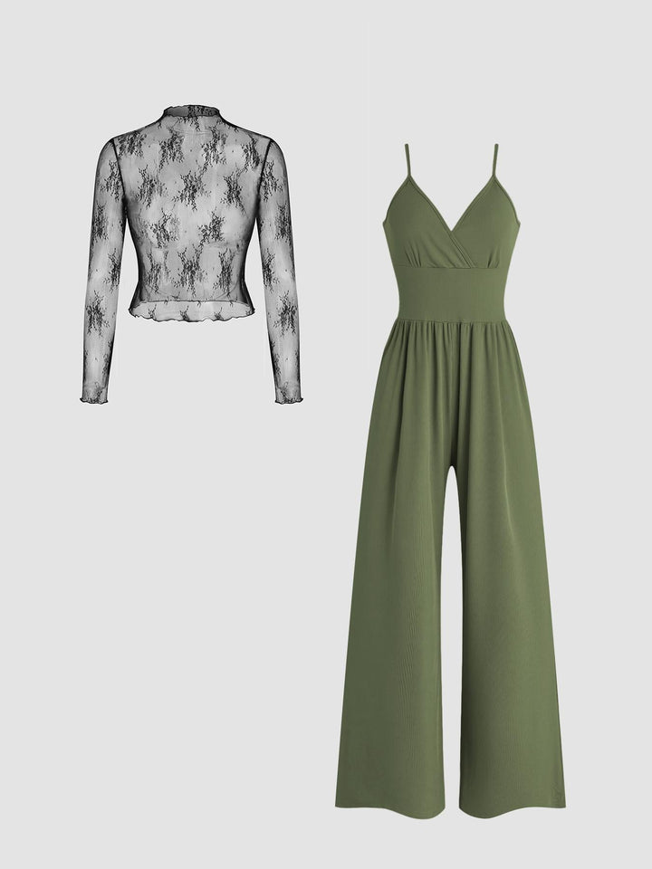 Damen elegantes und figurbetontes Jumpsuit-Set Drune