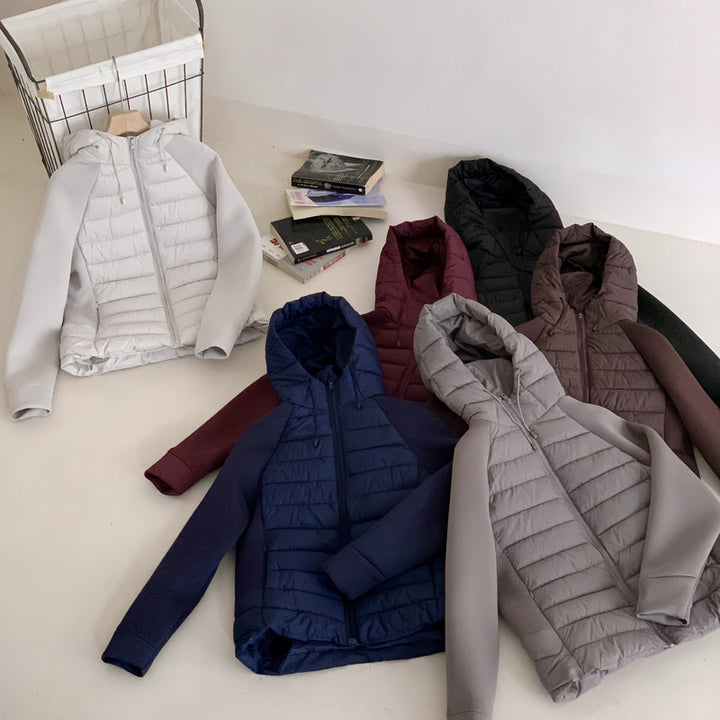 Damen Innovative Hybridjacke mit hohem Kragen und abnehmbarer Kapuze Drune