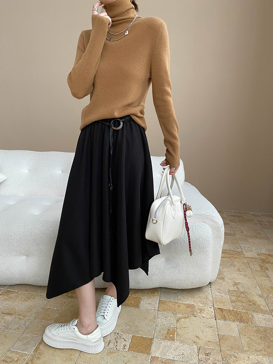 Damen Feinstrickpullover mit hohem Kragen und enganliegendem Schnitt Drune