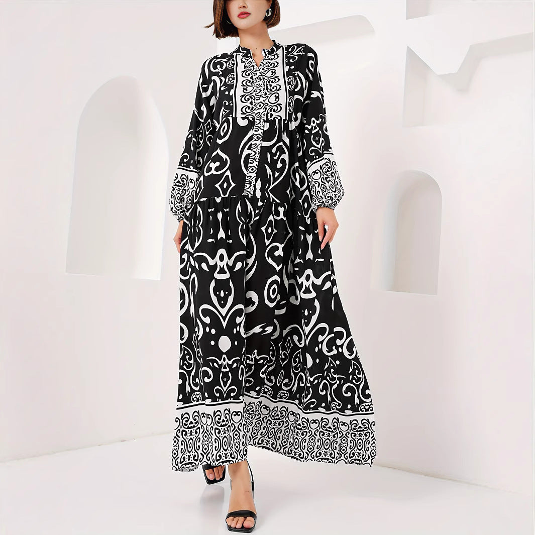 Damen Maxikleid mit kunstvollem Musterdruck Drune