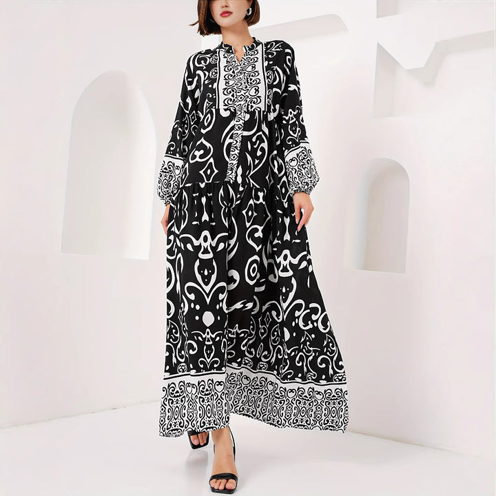 Damen Maxikleid mit kunstvollem Musterdruck Drune
