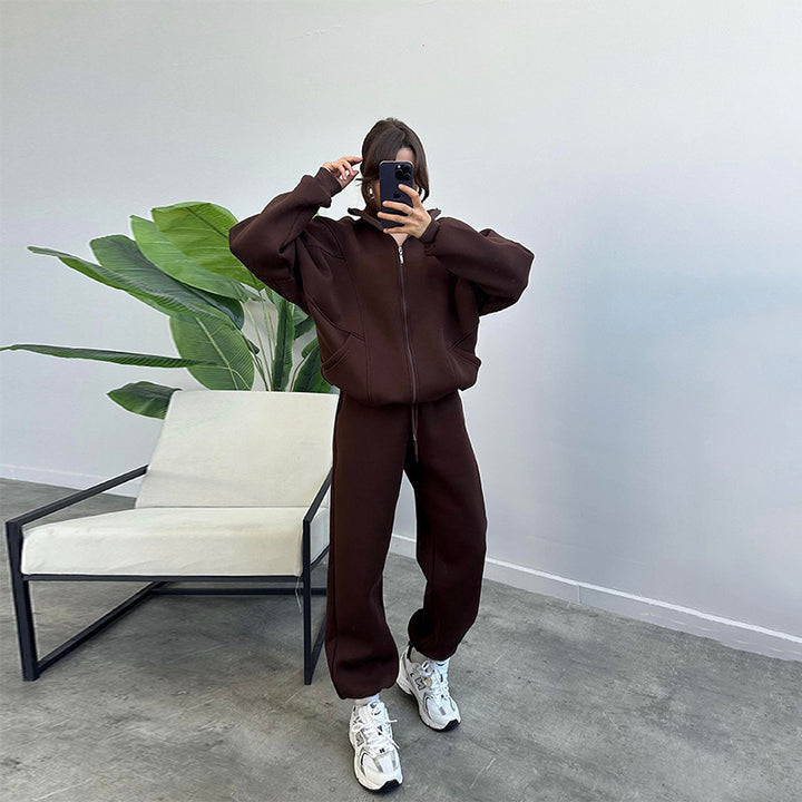 Damen lässiger Zweiteiler mit oversized Hoodie und Jogginghose Drune