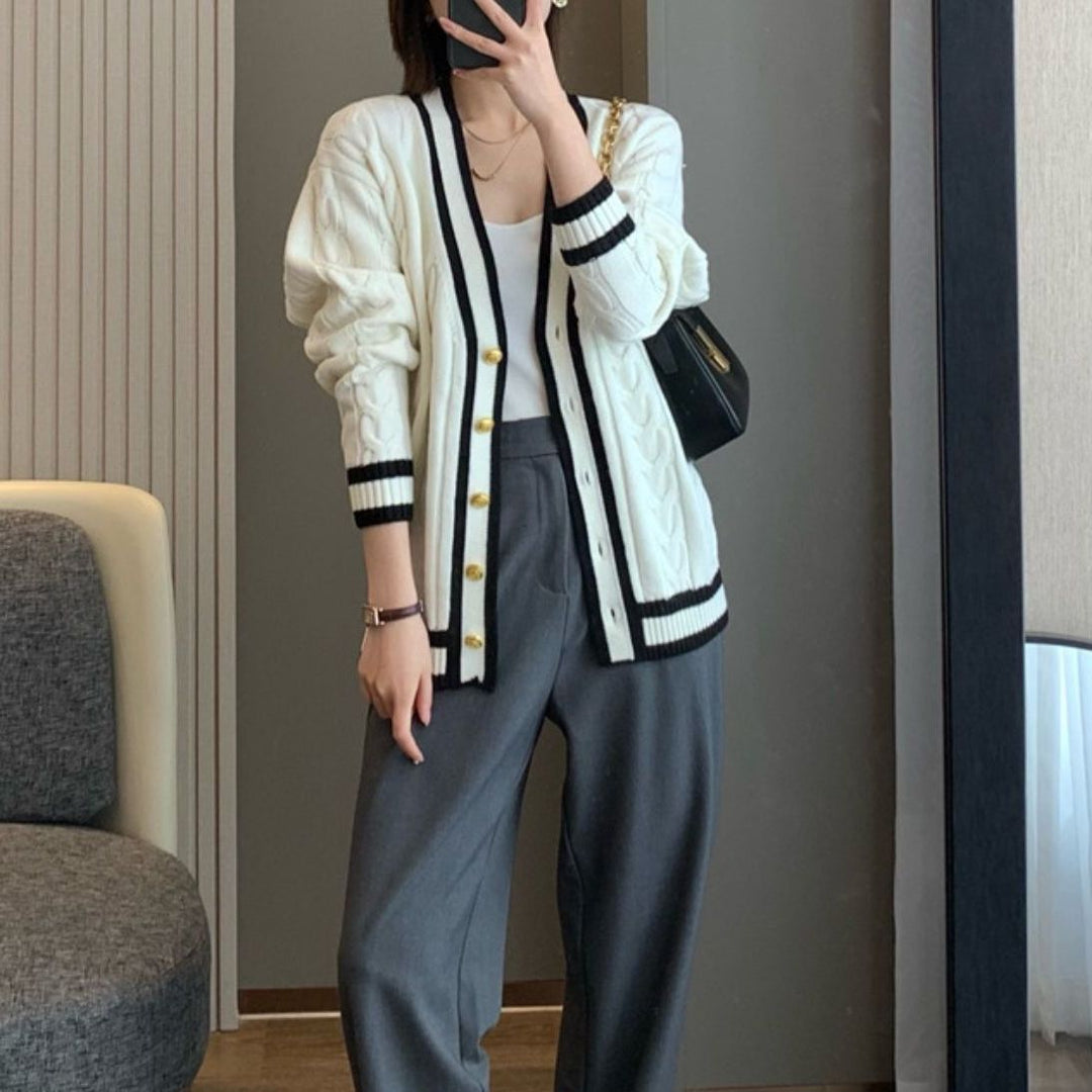 Damen Strickjacke mit elegantem Zopfdesign Drune