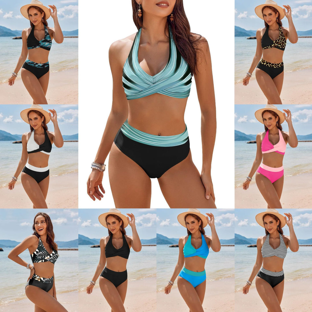 Damen Bikini-Set mit stilvollem Wickeloberteil und hoch geschnittenem Höschen Drune
