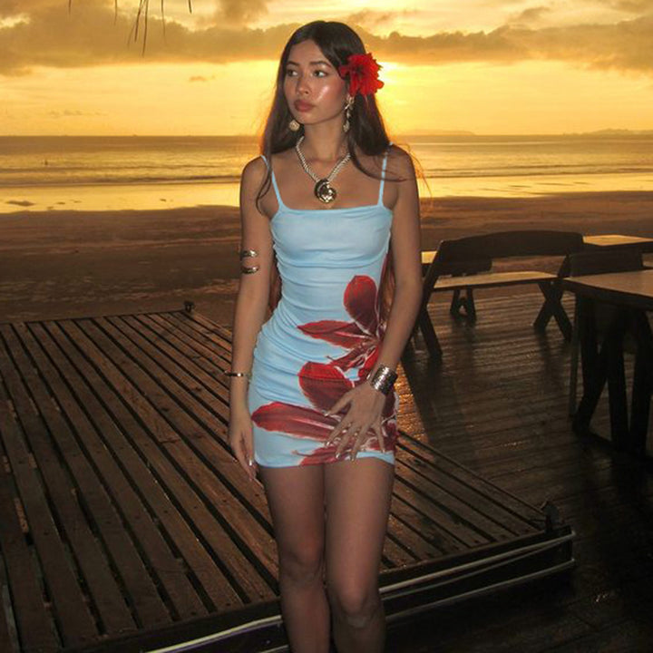 Damen Bandeau-Kleid mit floralem Motiv und figurnahen Schnitt Drune