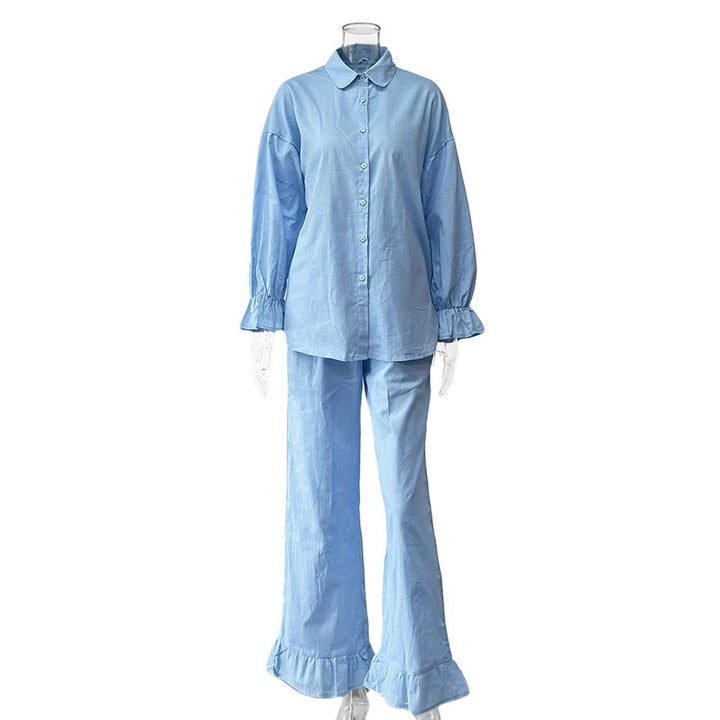 Damen lässiges Pyjama-Set aus atmungsaktiver Baumwolle Drune
