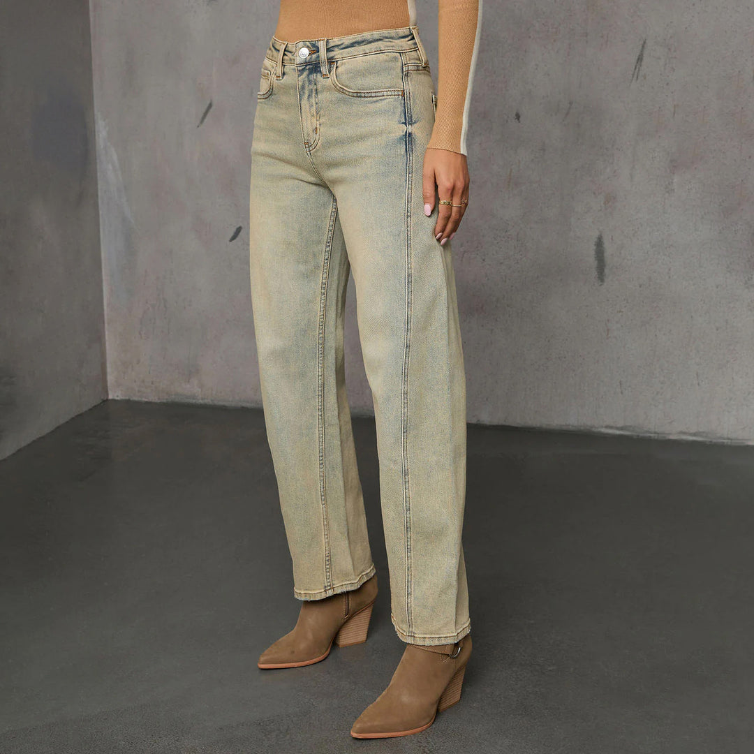 Damen High-Waist Culotte-Jeans mit sichtbarer Vordernaht Drune