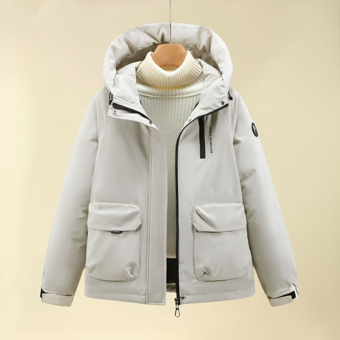 Damen Isolierte Outdoorjacke mit voluminösem Kapuzenkragen und praktischen Taschen Drune