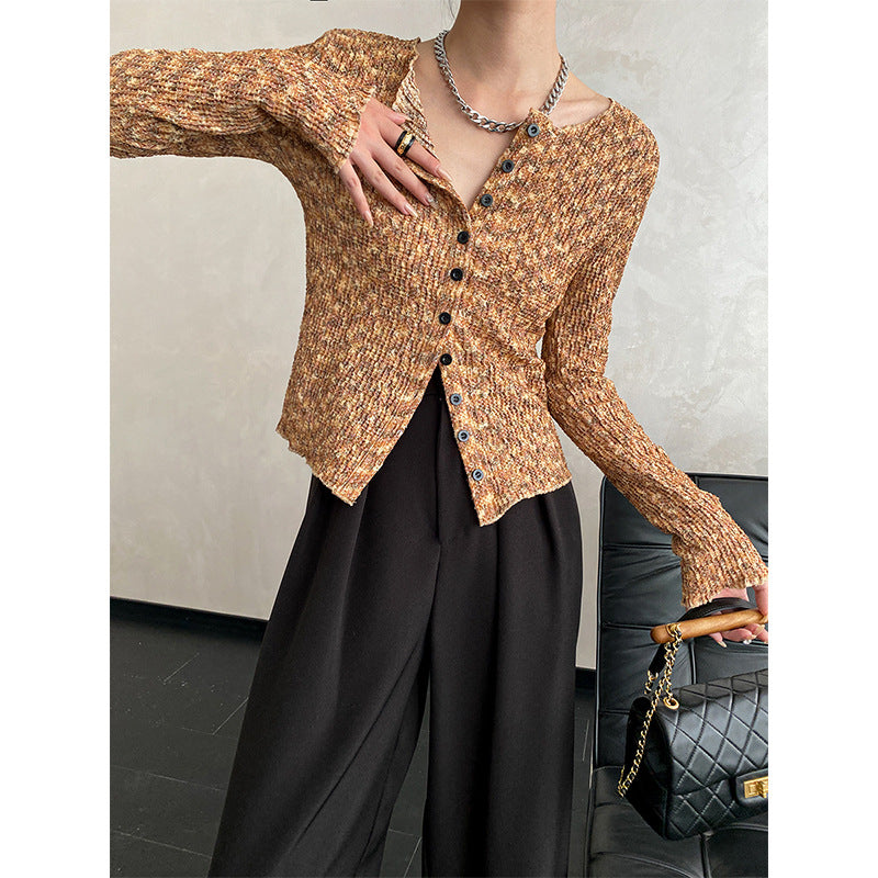 Damen feine Strickjacke mit eleganten Knopfdetails Drune