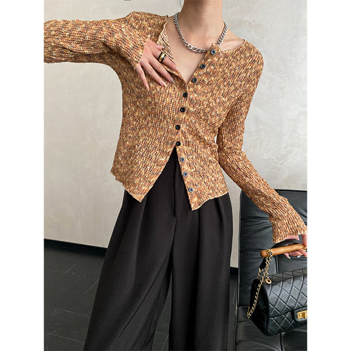 Damen feine Strickjacke mit eleganten Knopfdetails Drune