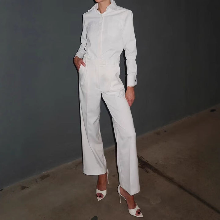 Damen Elegantes Oversized Jumpsuit mit Gürtel und weitem Bein Drune