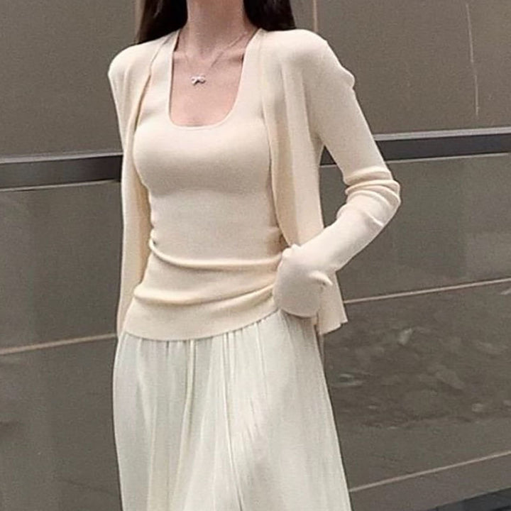 Damen leichter, lässiger Cardigan mit feiner Rippstruktur Drune