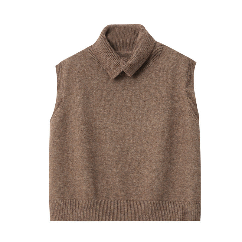 Damen multifunktionale Strickweste mit modischem Kragen Drune