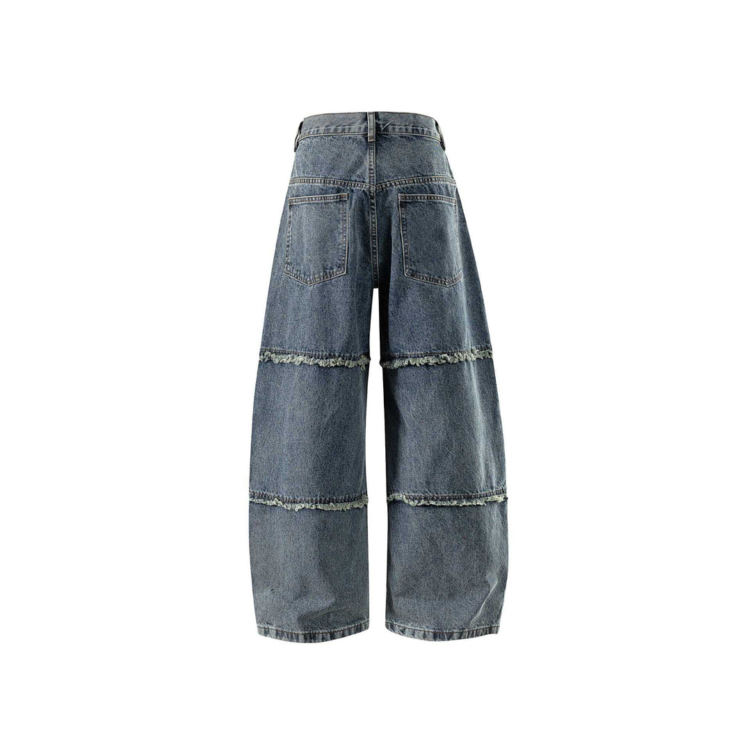Damen High‑Waist Weite Denim-Culotte mit aufgesetzten Taschen und Fransen Drune