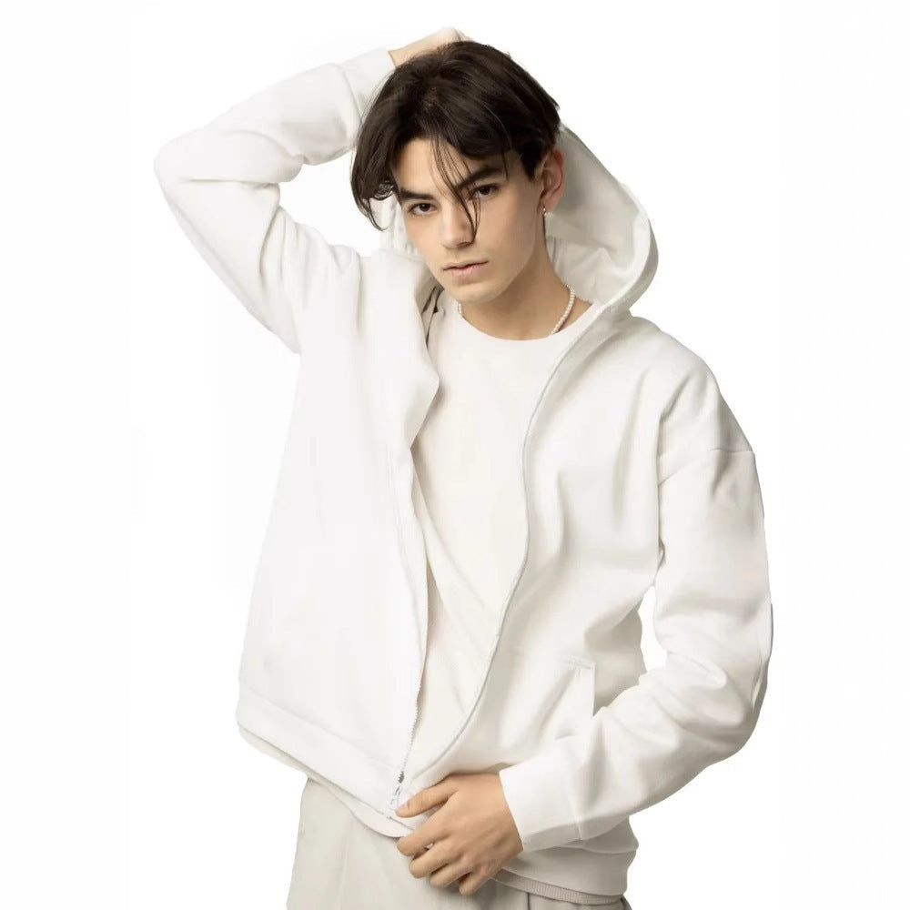 Herren nan minimalistischer Zip-Hoodie mit cleanem Oversize-Schnitt und weichem French-Terry-Futter Drune