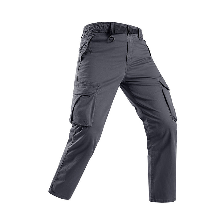 Herren Leichte Stretch-Canvas-Cargohose mit integriertem Webgürtel und Reißverschluss-Taschen Drune