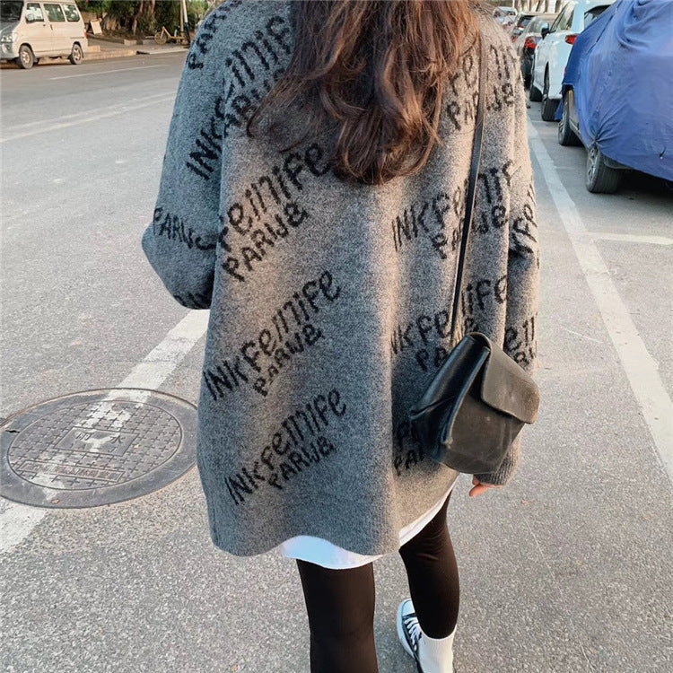 Damen kuscheliger Strickcardigan mit einzigartigem Logo-Design Drune