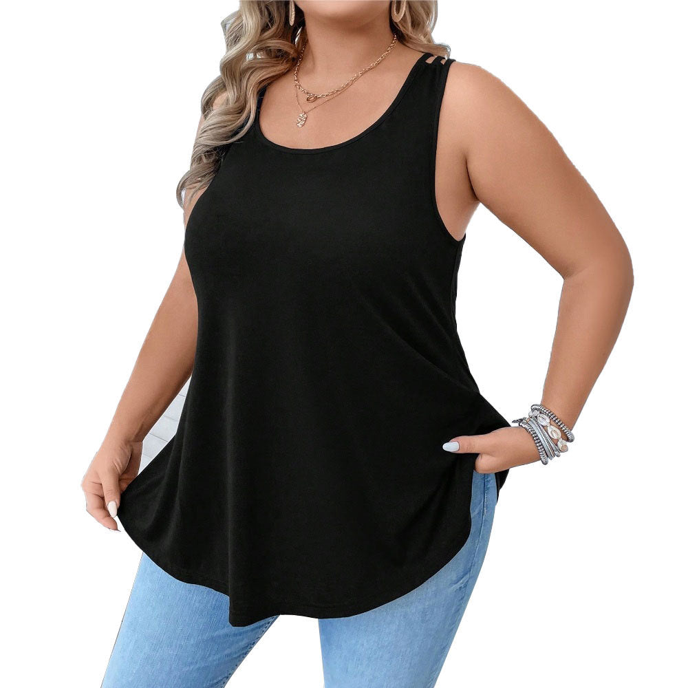Damen lässiges Tanktop mit dekorativen Trägerdetails und asymmetrischem Saum Drune