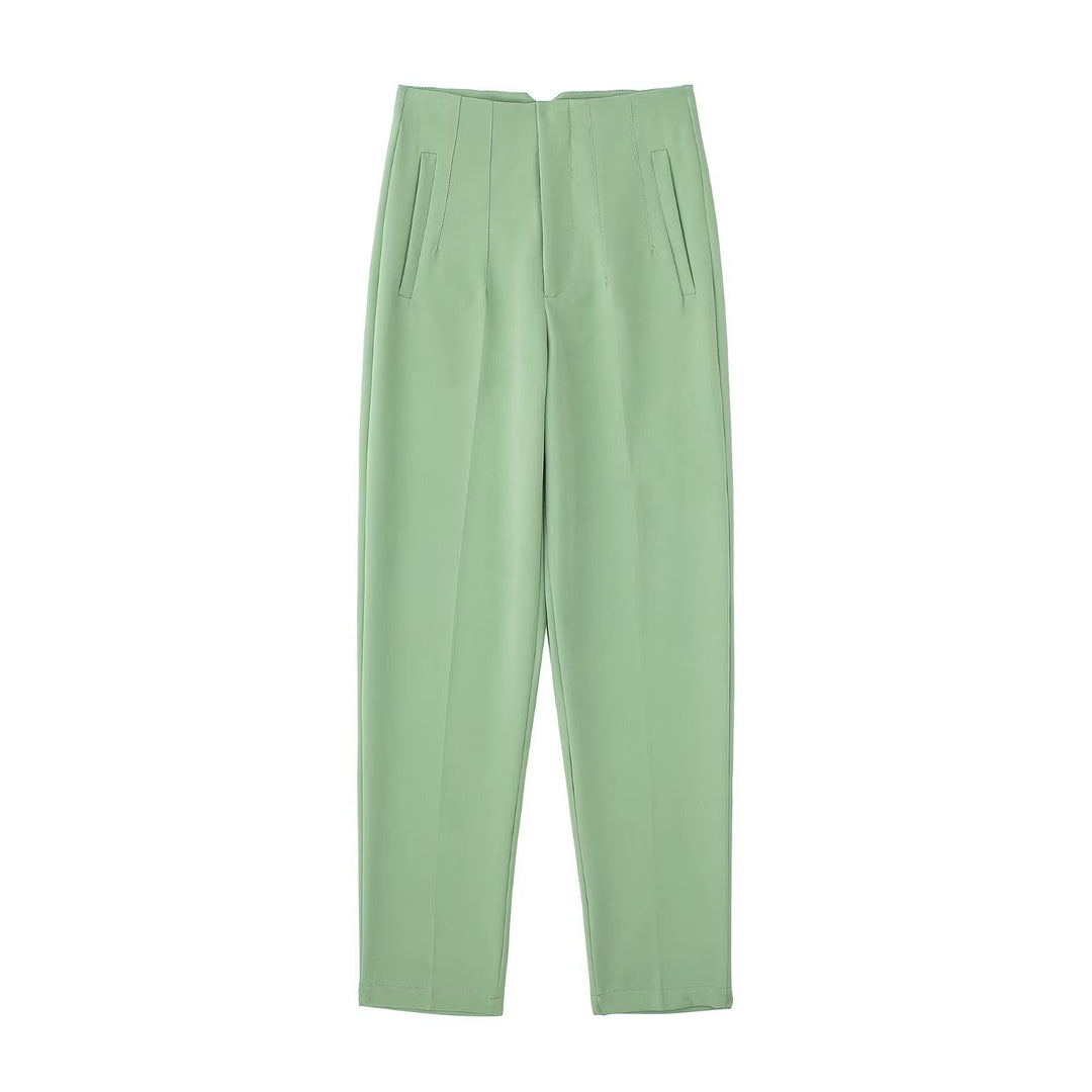Damen Hochtaillierte tapered Anzughose mit Bügelfalte und Paspeltaschen Drune
