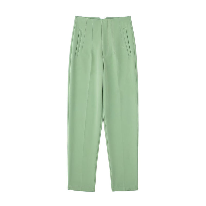 Damen Hochtaillierte tapered Anzughose mit Bügelfalte und Paspeltaschen Drune
