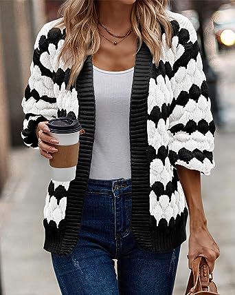 Drune | Cardigan - Grober Strick - Offene Vorderseite - Relaxed Fit - Weich und Warm