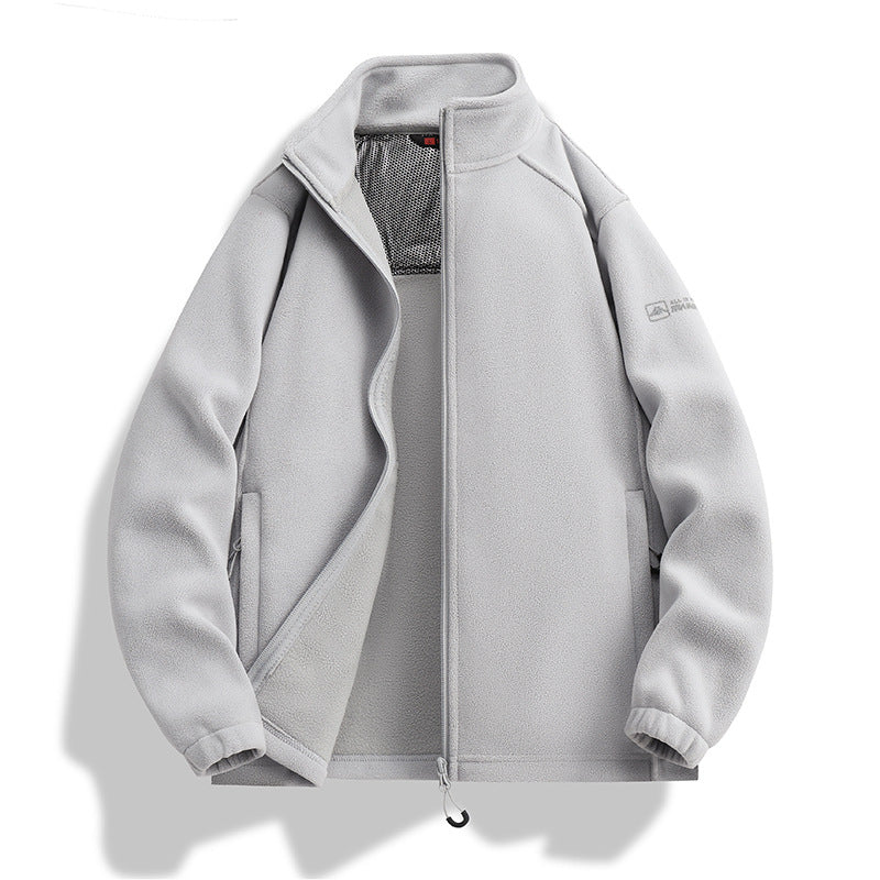 Herren Fleecejacke mit Stehkragen, Windabweisender Microfleece und Reißverschlusstaschen Drune