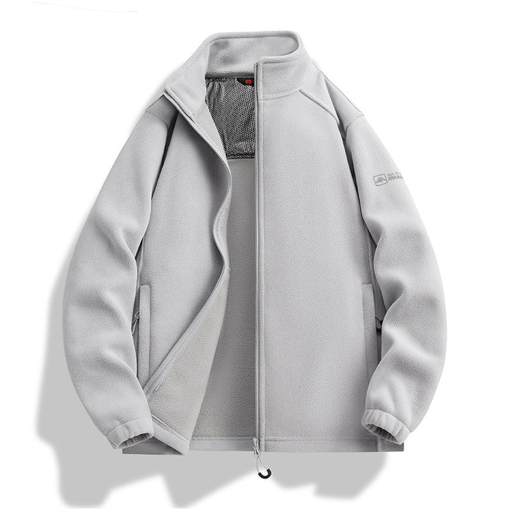 Herren Fleecejacke mit Stehkragen, Windabweisender Microfleece und Reißverschlusstaschen Drune